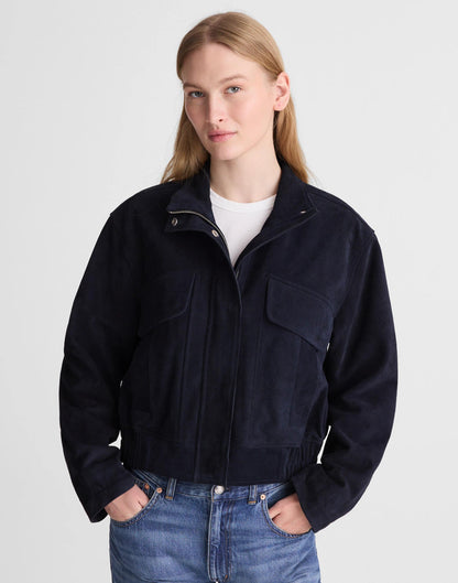Madewell Funnel-Neck Utility Jacket in Suede