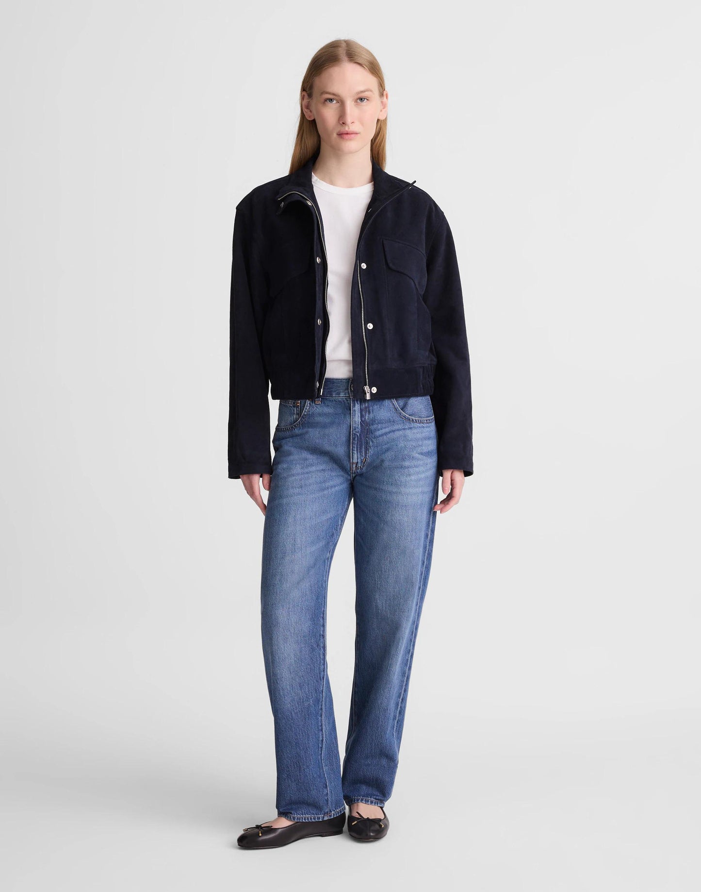 Madewell Funnel-Neck Utility Jacket in Suede