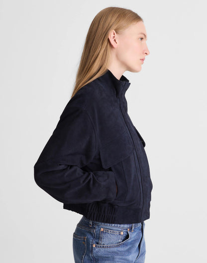 Madewell Funnel-Neck Utility Jacket in Suede