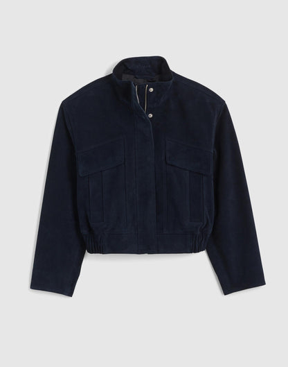 Madewell Funnel-Neck Utility Jacket in Suede