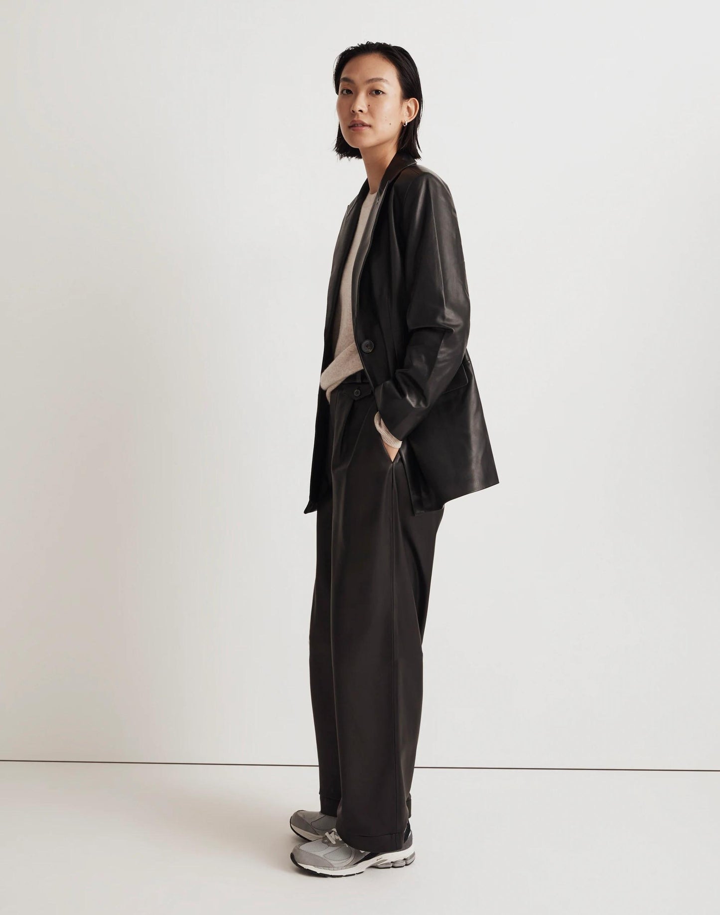 Madewell The Bedford Oversized Blazer in Leather