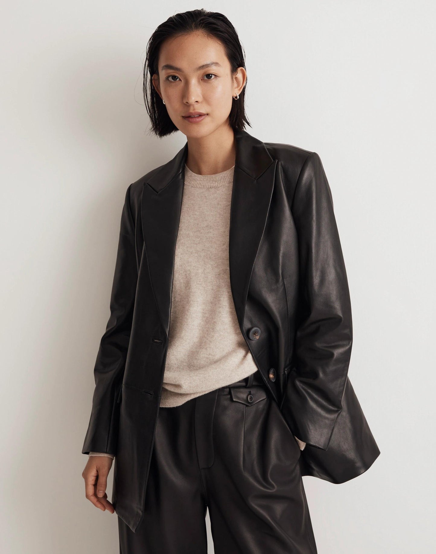 Madewell The Bedford Oversized Blazer in Leather