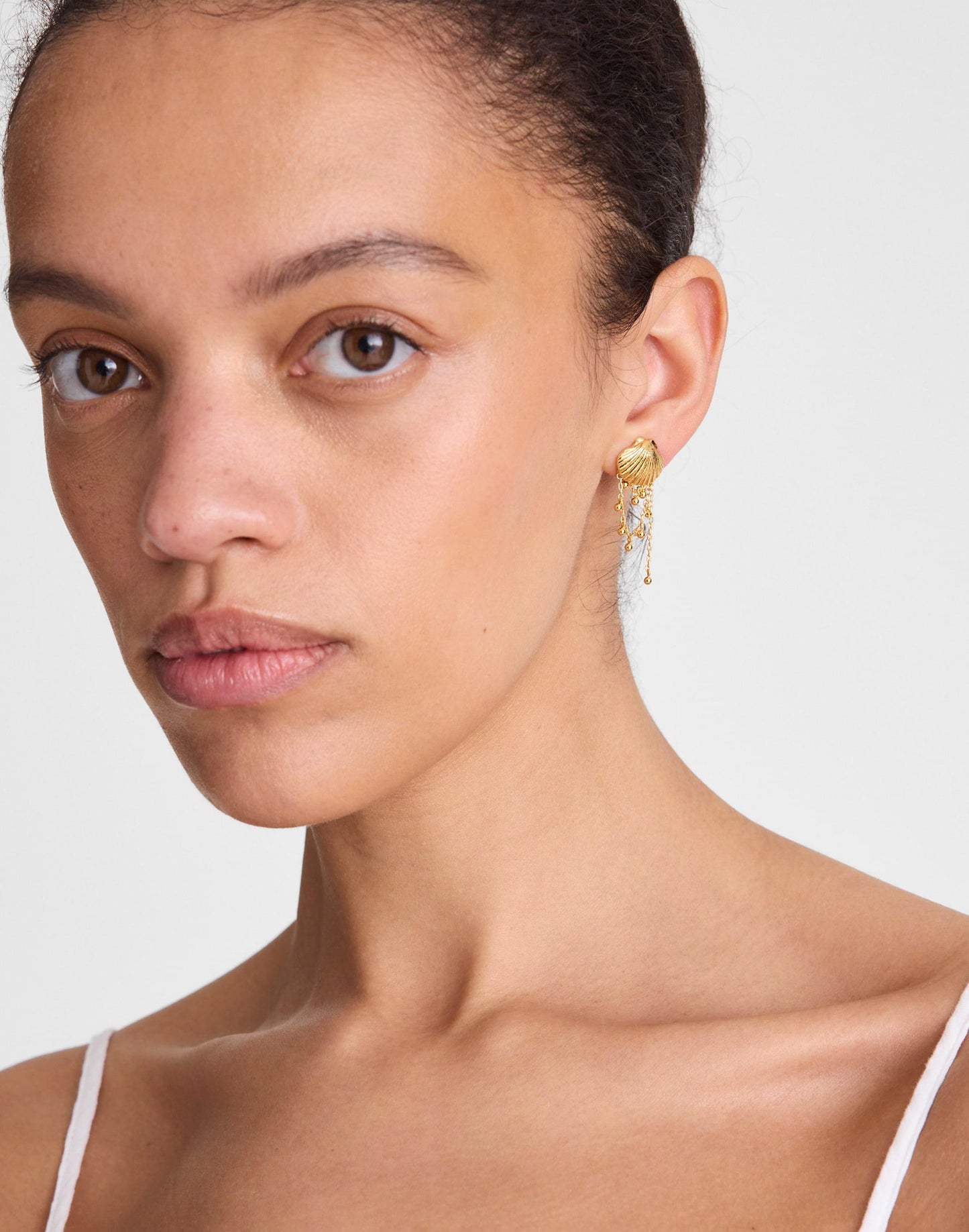 Madewell Shell Stacked Chain Stud Earrings