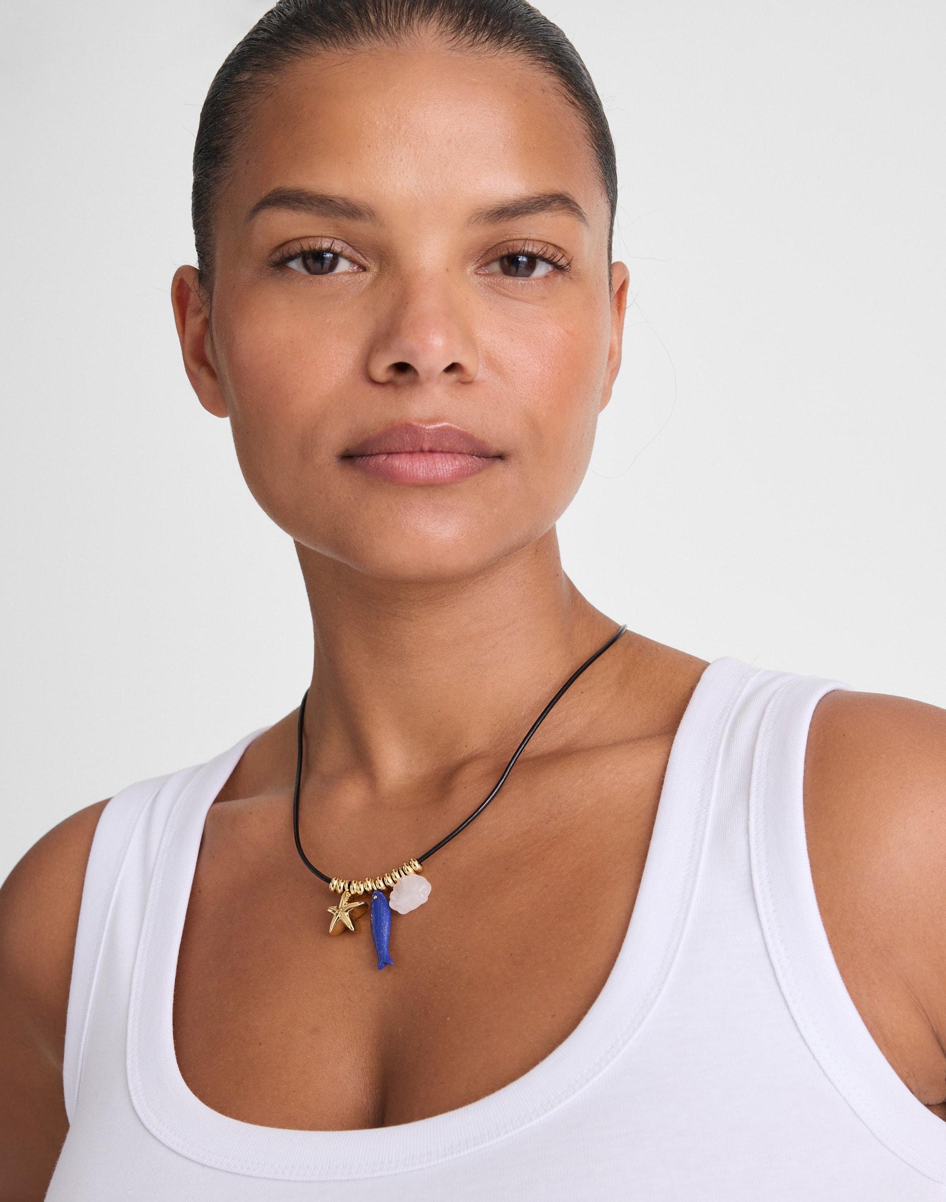 Madewell Semiprecious Charm Leather Choker Necklace