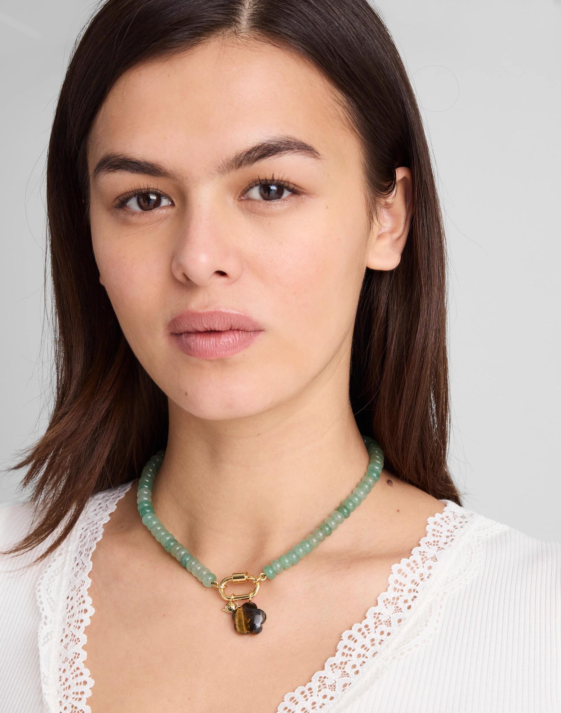 Madewell Semiprecious Beaded Carabiner Charm Necklace