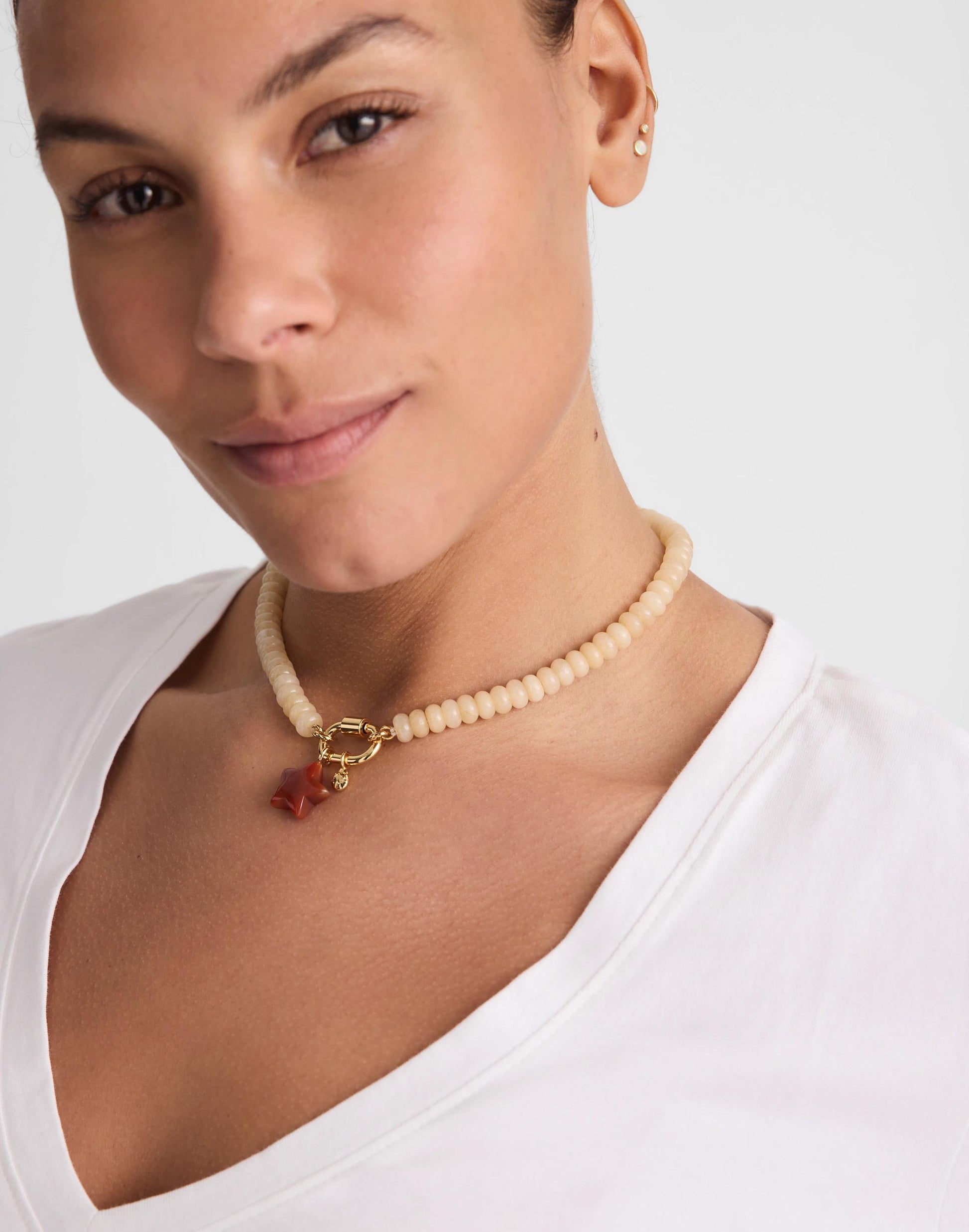 Madewell Semiprecious Beaded Carabiner Charm Necklace