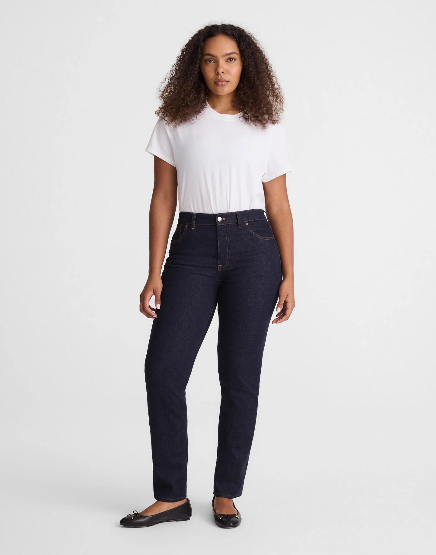 Madewell The Curvy Jules Slim-Straight Jean in Rinse Wash