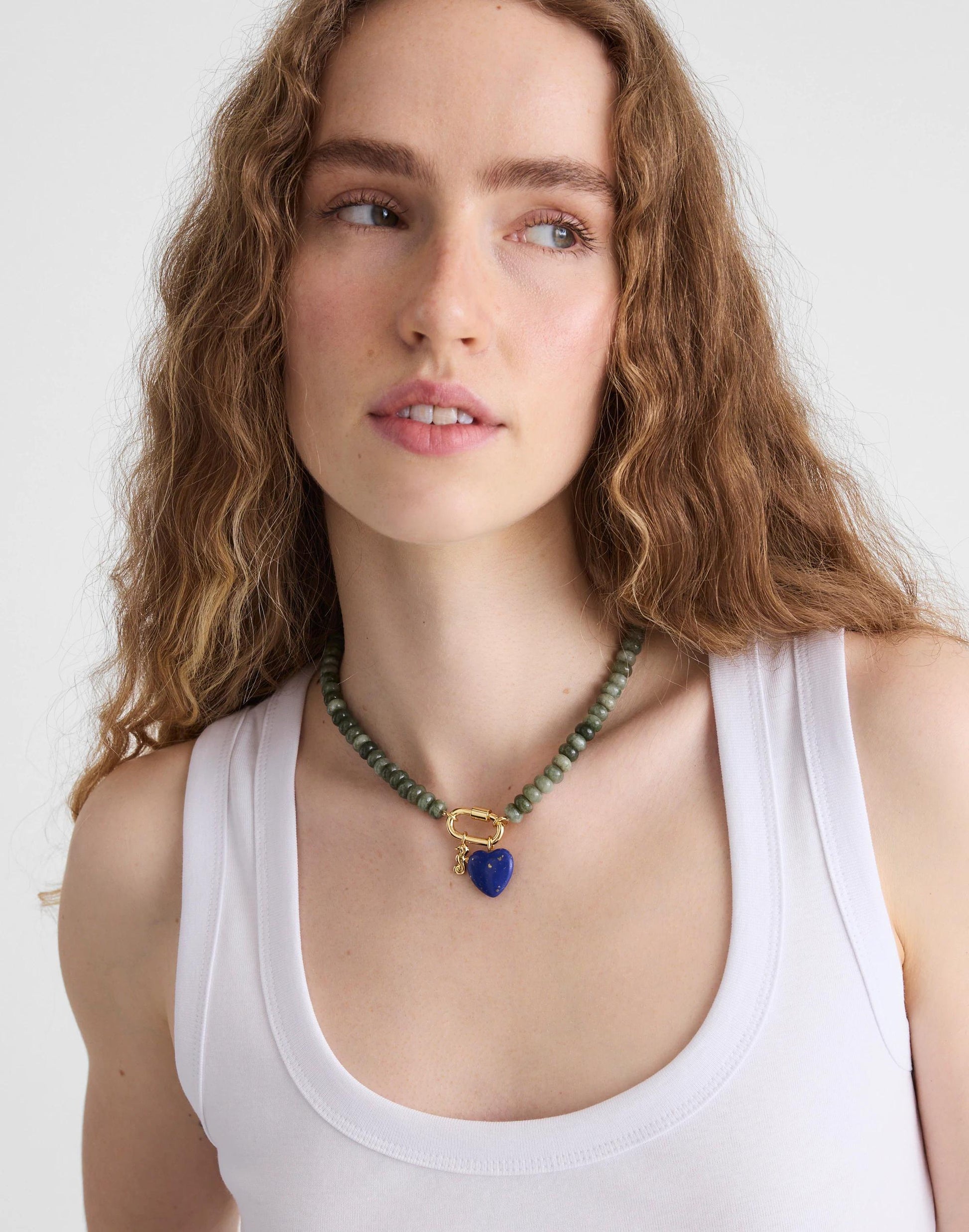 Madewell Semiprecious Beaded Carabiner Charm Necklace