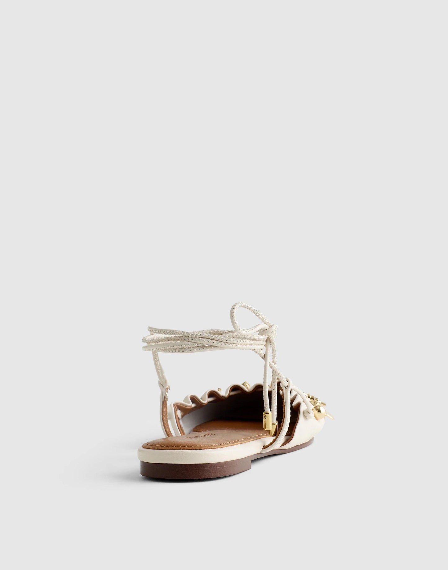 Madewell Madewell x Shopbop Greta Ruched Ankle-Tie Flat in Leather