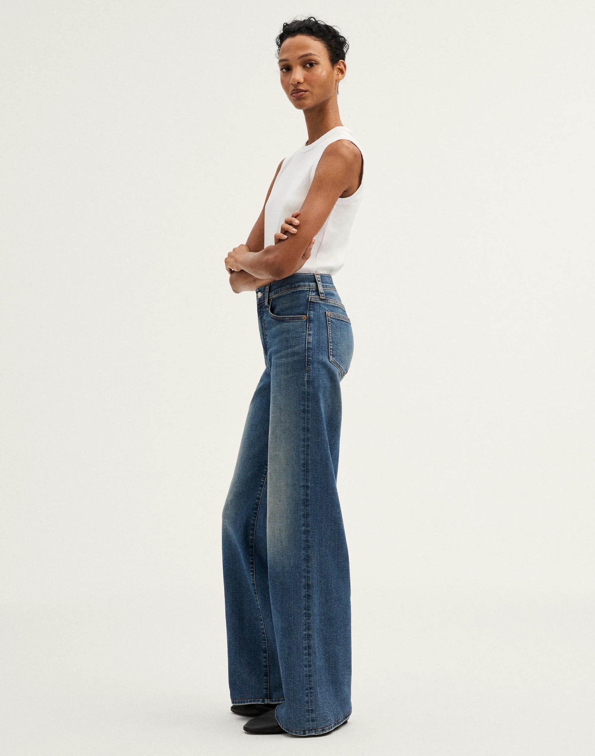 Madewell The Short Wide-Leg Jean in Super Stretch