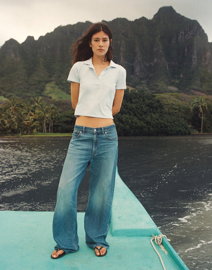 Madewell Petite Low-Slung Baggy Jeans in Airy Denim