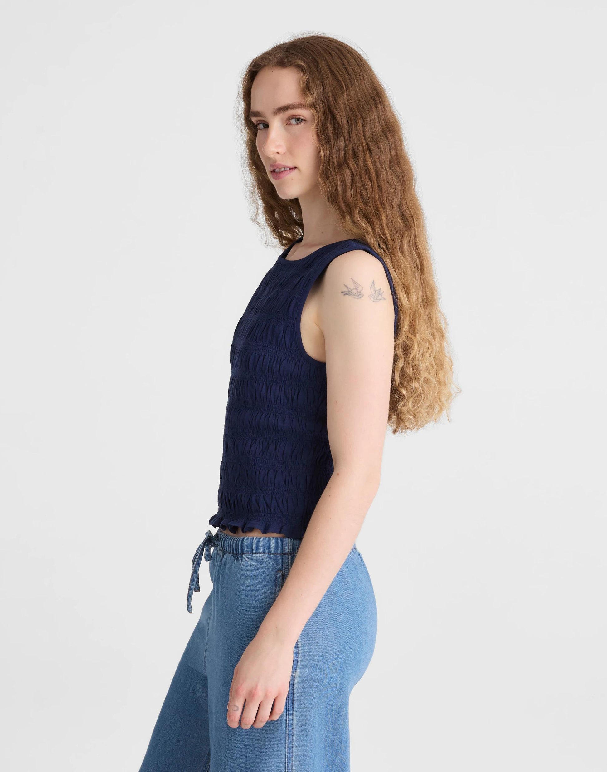 Madewell Smocked Boatneck Tank