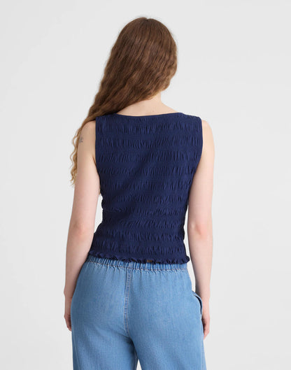 Madewell Smocked Boatneck Tank