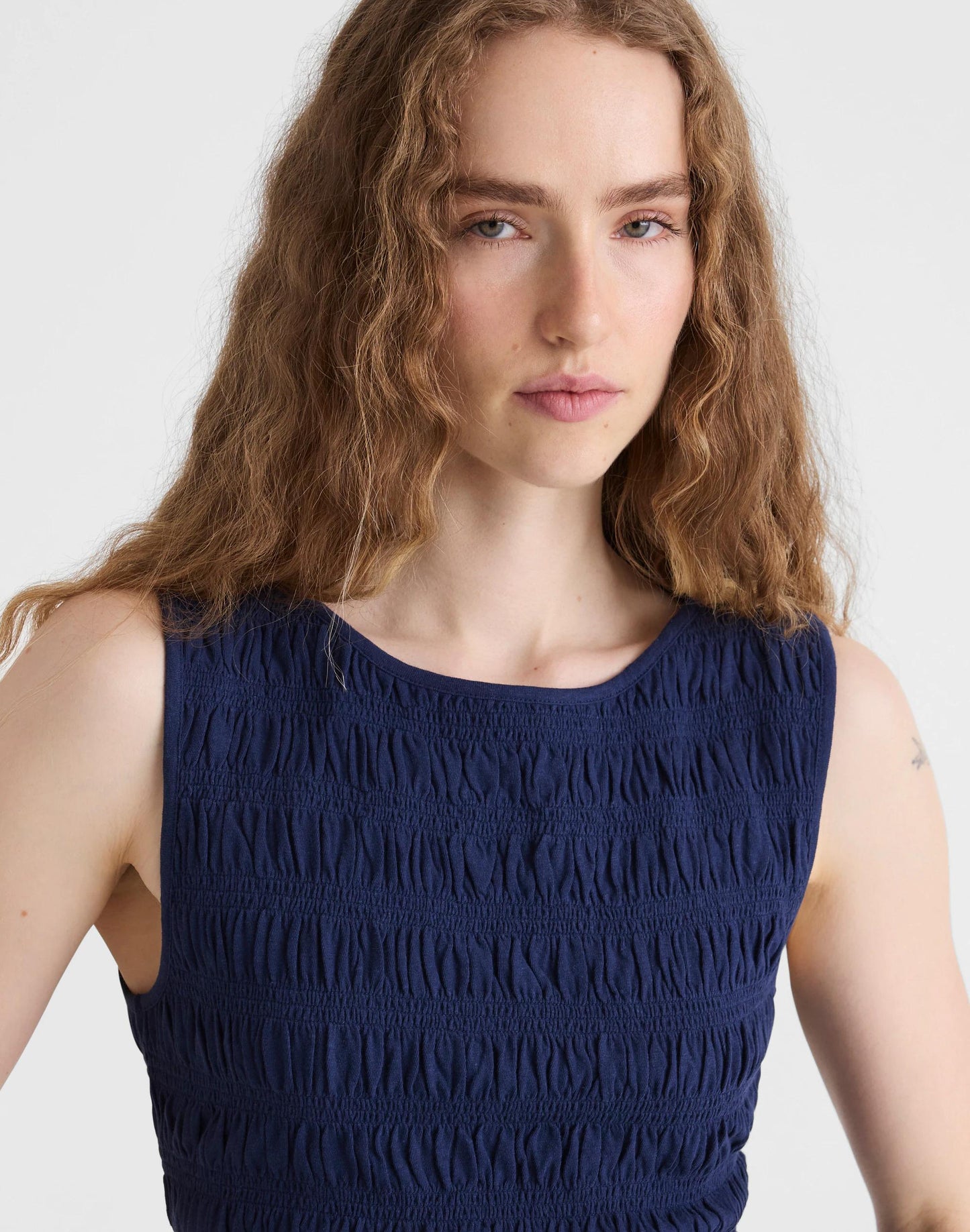 Madewell Smocked Boatneck Tank
