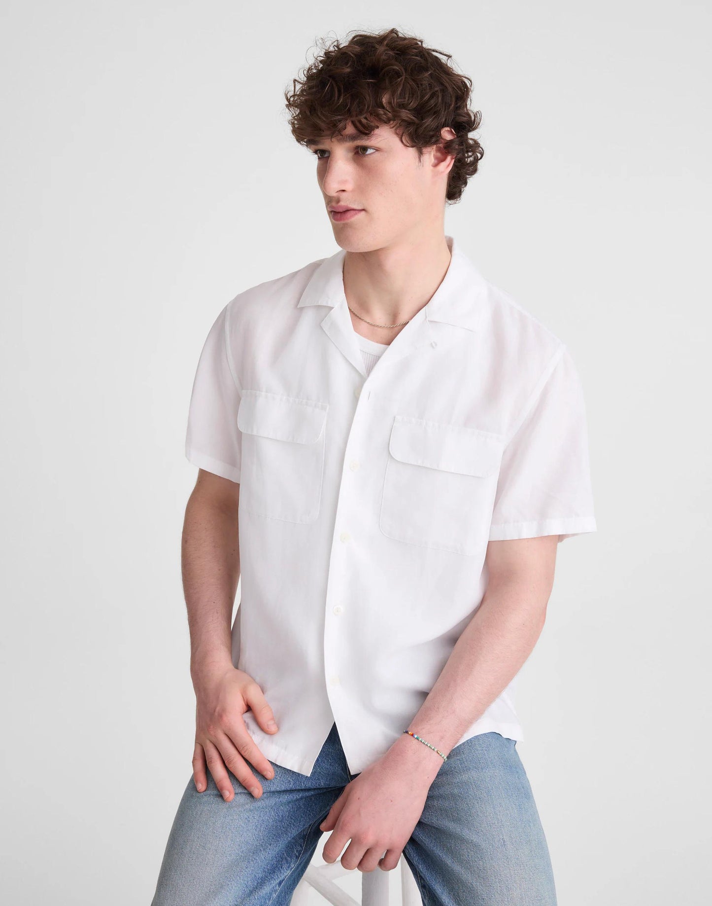 Madewell Short-Sleeve Camp Shirt in Archive Linen Blend