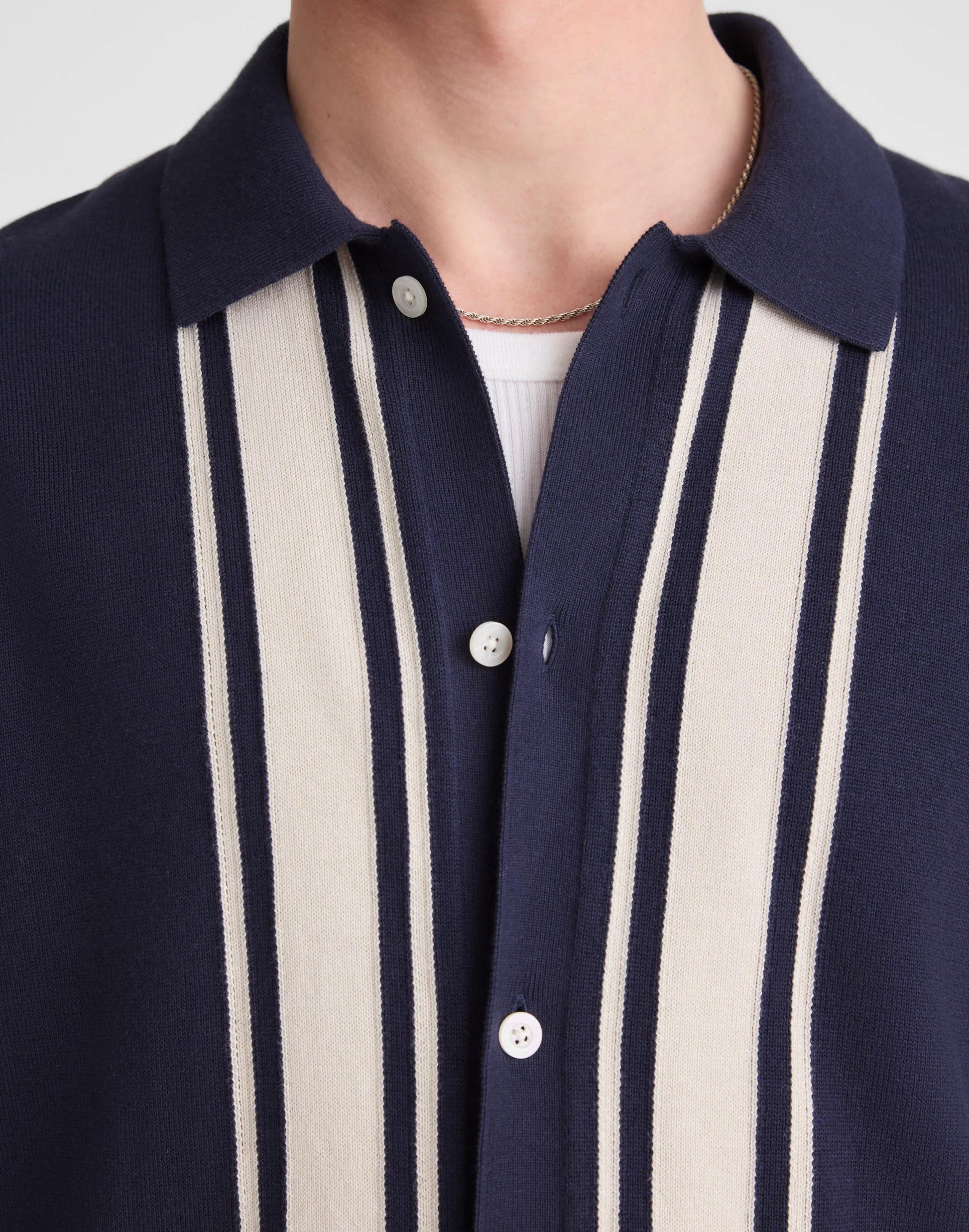 Madewell Knit Button-Up Shirt in Border Stripe