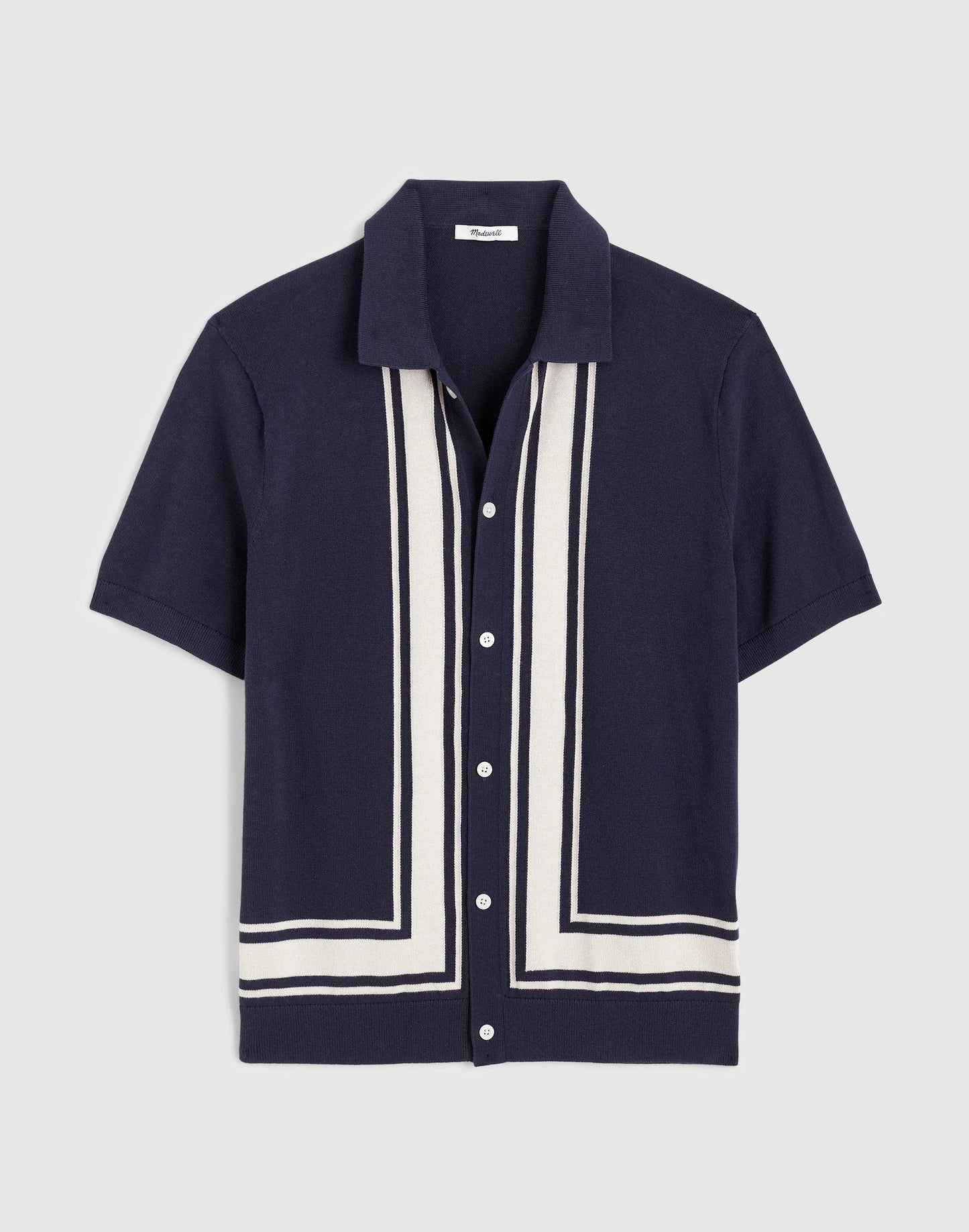 Madewell Knit Button-Up Shirt in Border Stripe