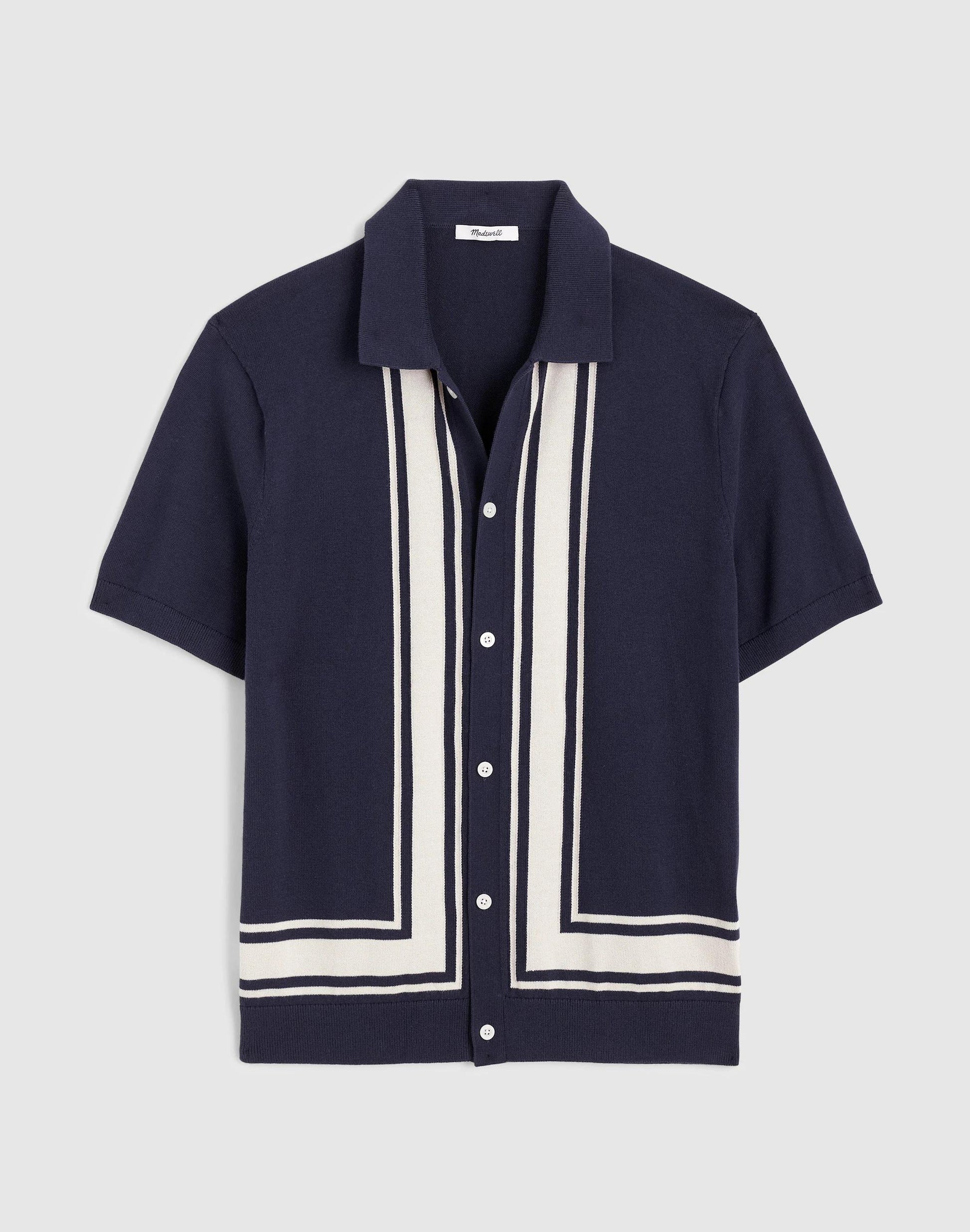 Madewell Knit Button-Up Shirt in Border Stripe