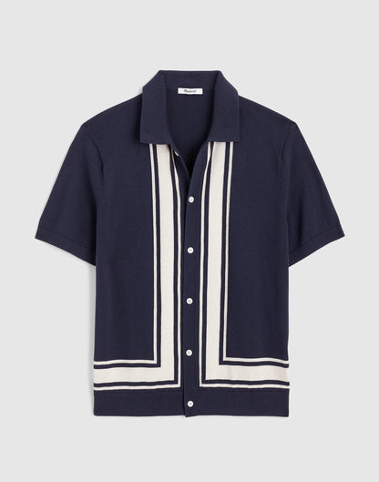 Madewell Knit Button-Up Shirt in Border Stripe
