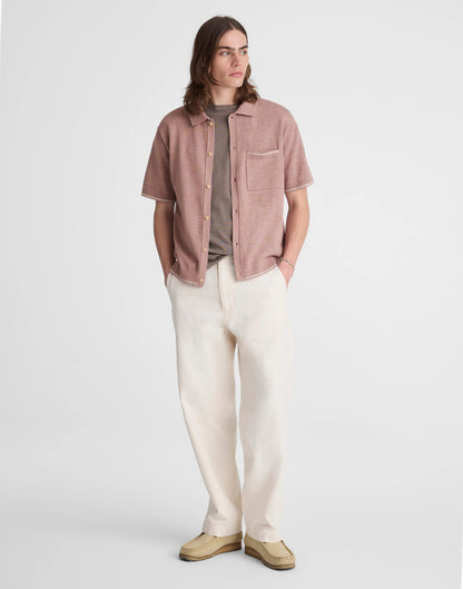 Madewell Tipped Knit Button-Up Shirt in Slub Knit Cotton