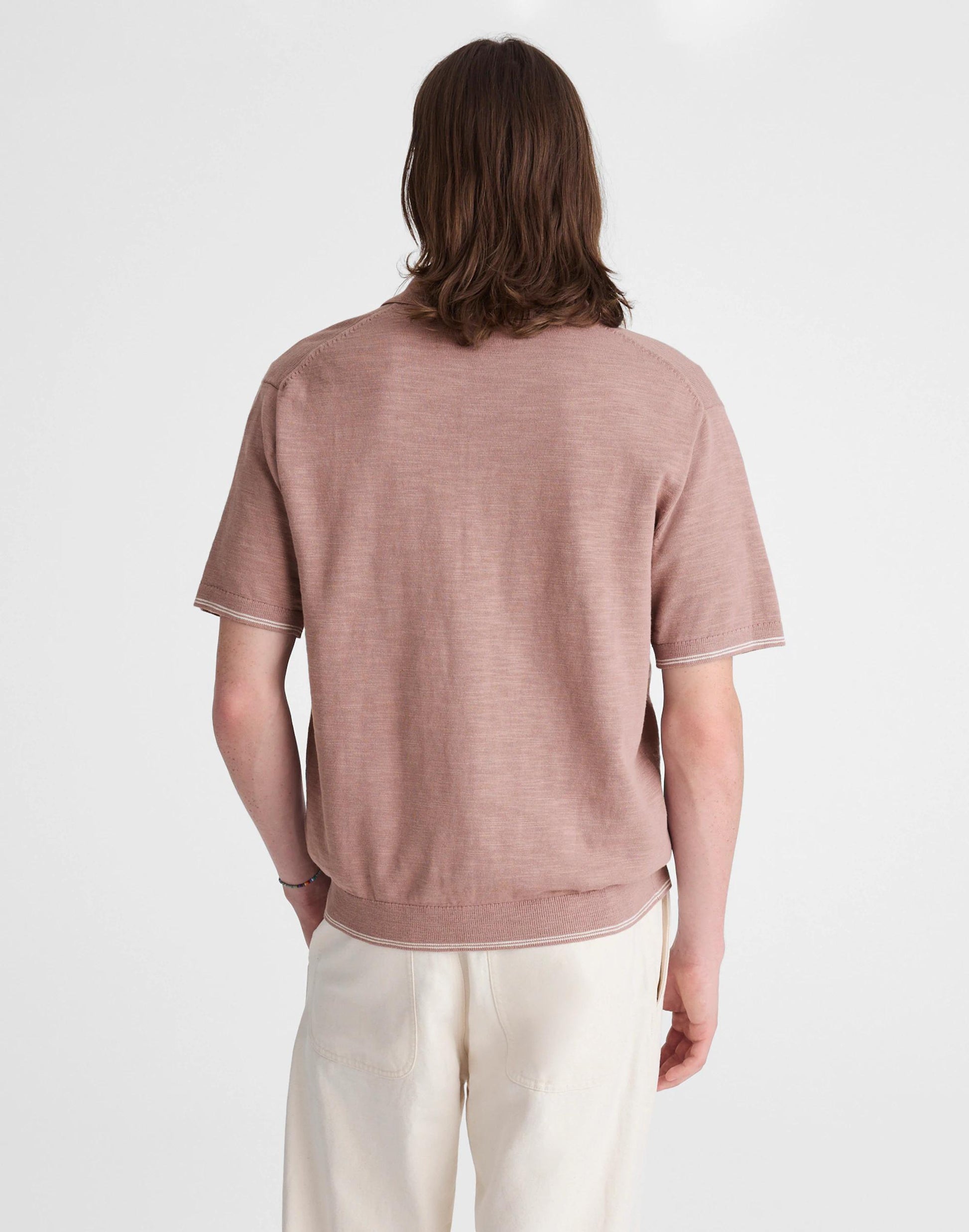 Madewell Tipped Knit Button-Up Shirt in Slub Knit Cotton