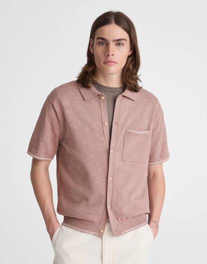 Madewell Tipped Knit Button-Up Shirt in Slub Knit Cotton