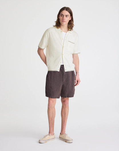 Madewell Tipped Knit Button-Up Shirt in Slub Knit Cotton