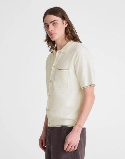 Madewell Tipped Knit Button-Up Shirt in Slub Knit Cotton