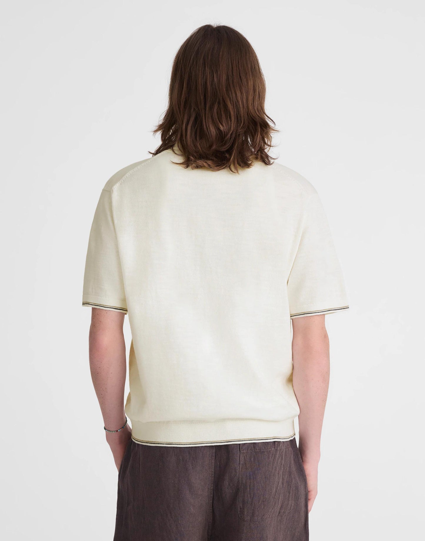 Madewell Tipped Knit Button-Up Shirt in Slub Knit Cotton