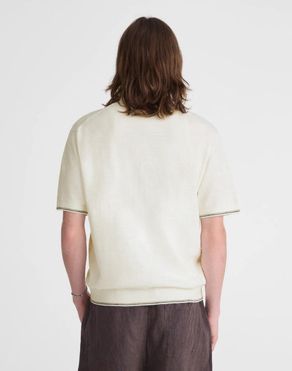 Madewell Tipped Knit Button-Up Shirt in Slub Knit Cotton