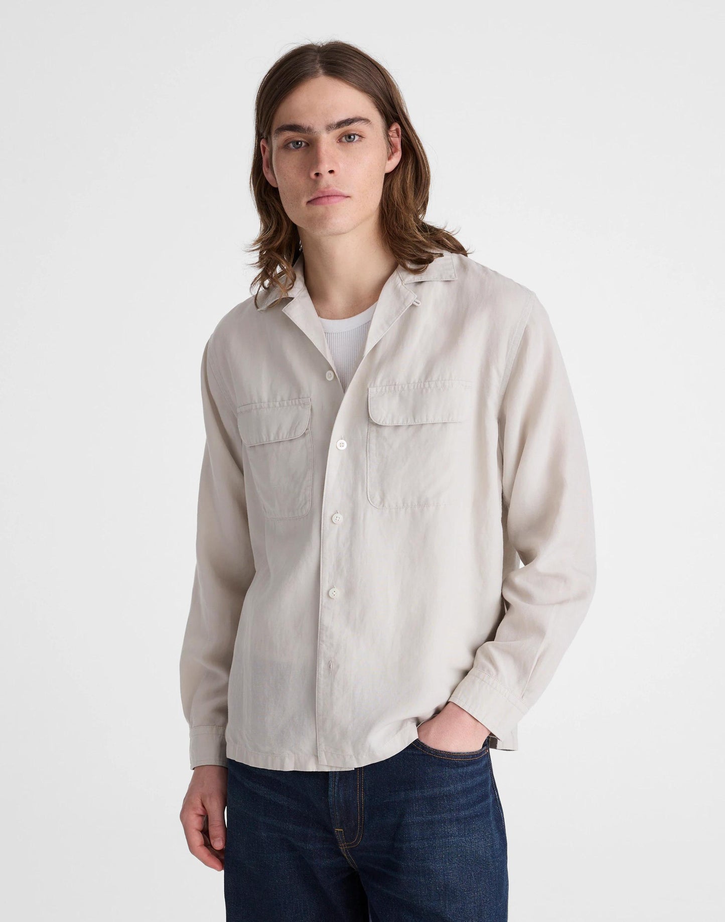 Madewell The Long-Sleeve Camp Shirt in Archive Linen Blend
