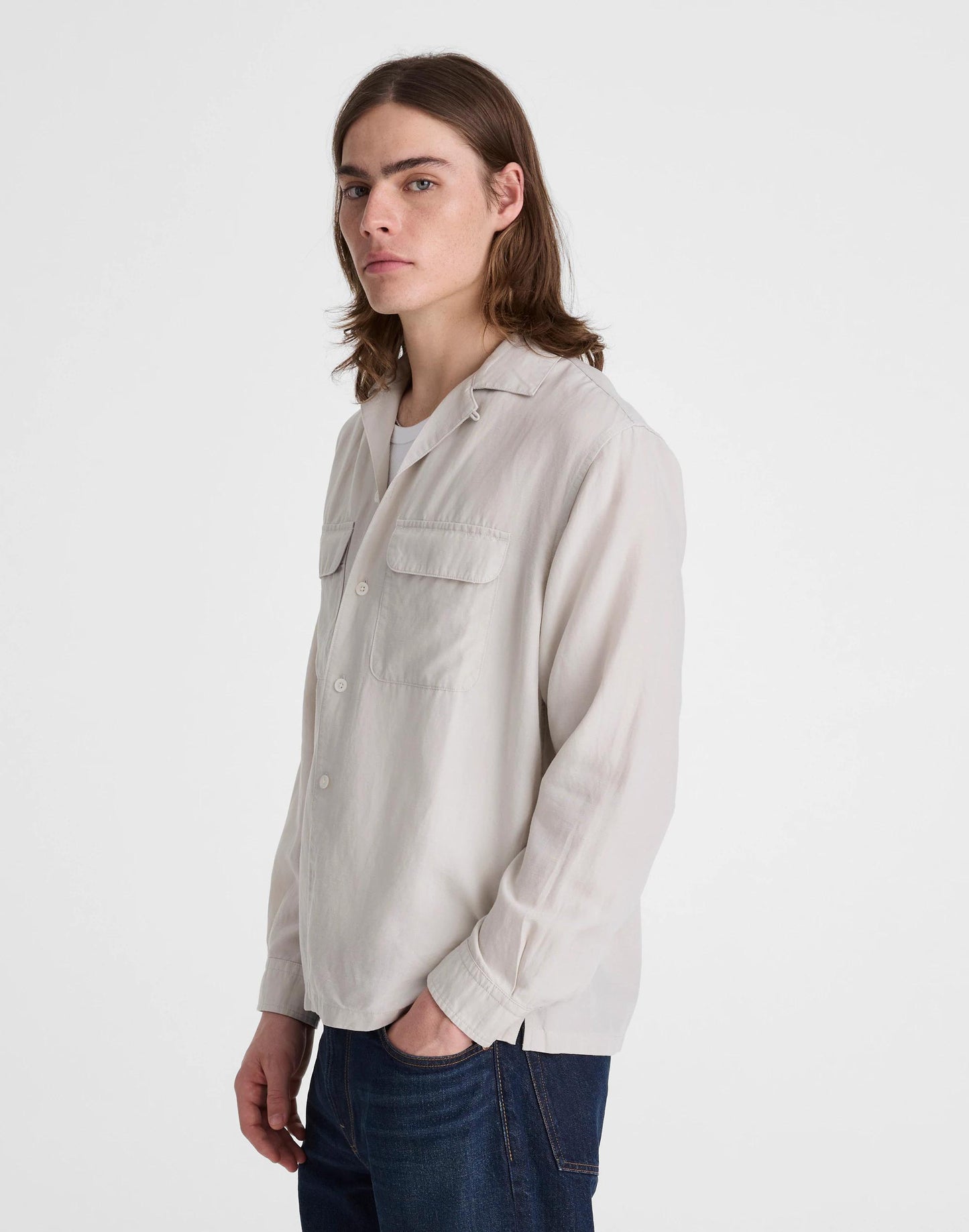Madewell The Long-Sleeve Camp Shirt in Archive Linen Blend