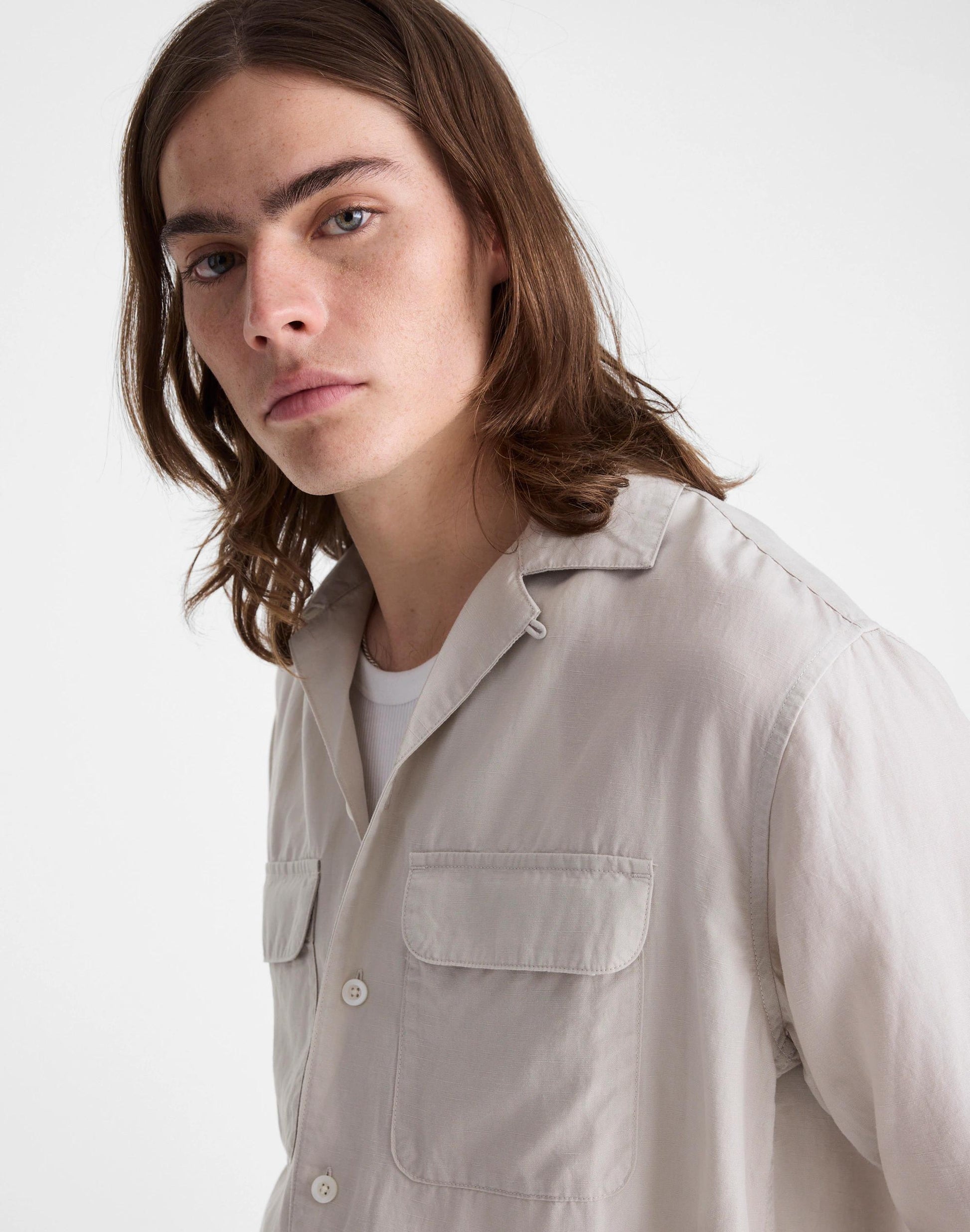 Madewell The Long-Sleeve Camp Shirt in Archive Linen Blend