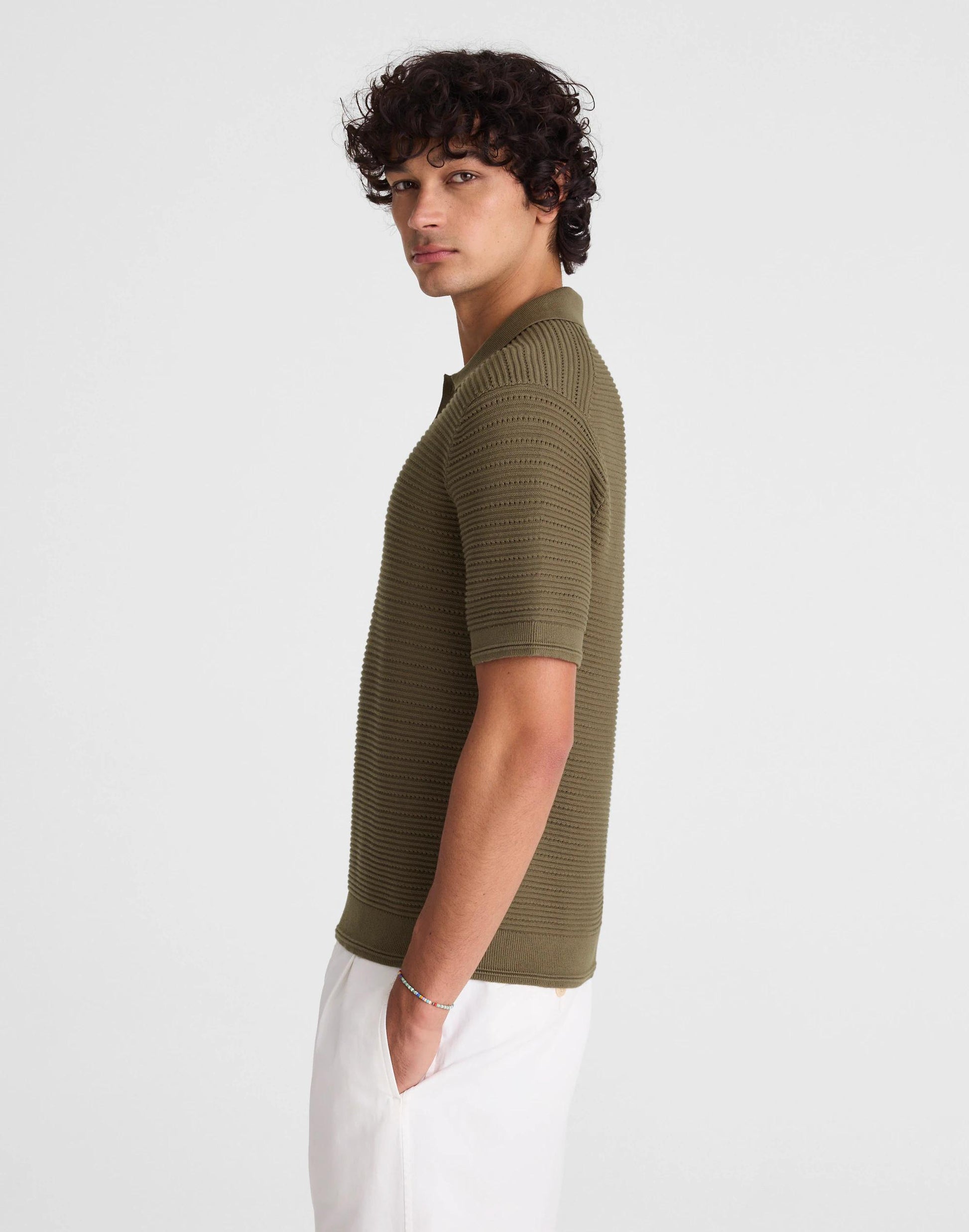 Madewell Textured Open-Stitch Polo