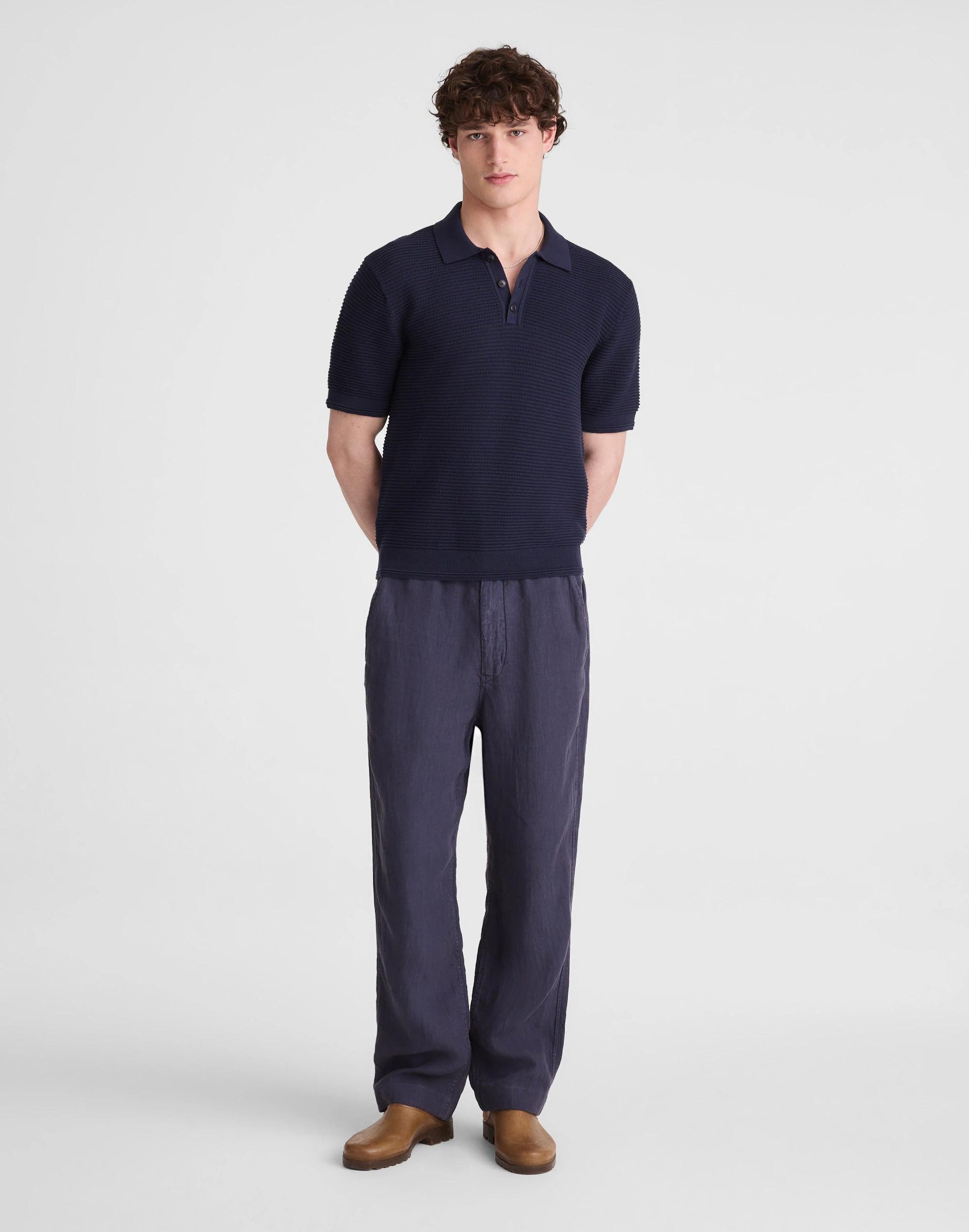 Madewell Textured Open-Stitch Polo
