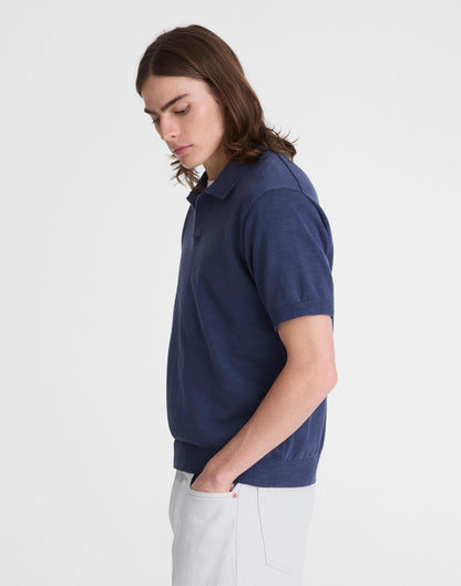 Madewell Johnny-Collar Sweater Polo in Slub Knit Cotton