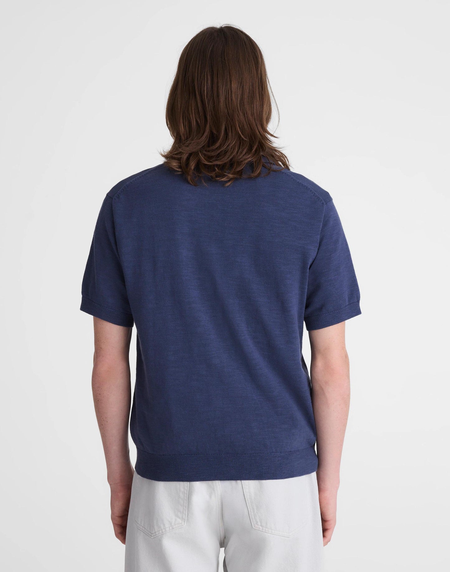 Madewell Johnny-Collar Sweater Polo in Slub Knit Cotton