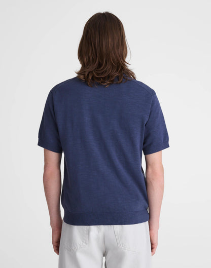 Madewell Johnny-Collar Sweater Polo in Slub Knit Cotton