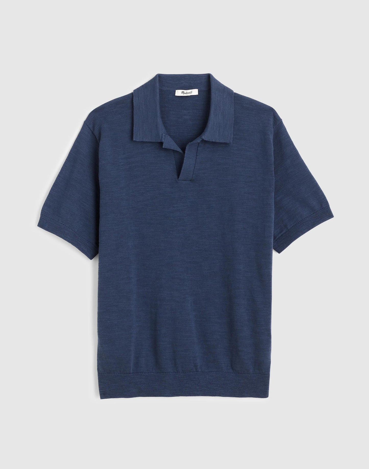 Madewell Johnny-Collar Sweater Polo in Slub Knit Cotton