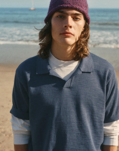 Madewell Johnny-Collar Sweater Polo in Slub Knit Cotton