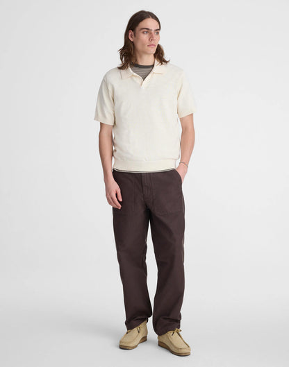 Madewell Johnny-Collar Sweater Polo in Slub Knit Cotton