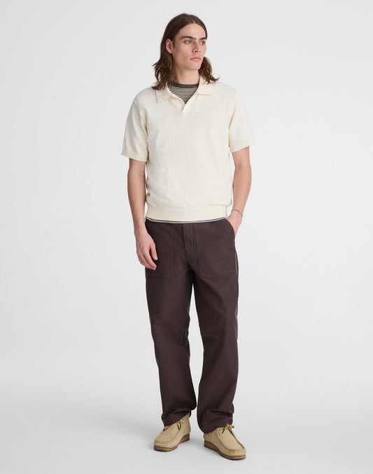 Madewell Johnny-Collar Sweater Polo in Slub Knit Cotton