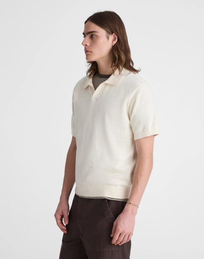 Madewell Johnny-Collar Sweater Polo in Slub Knit Cotton