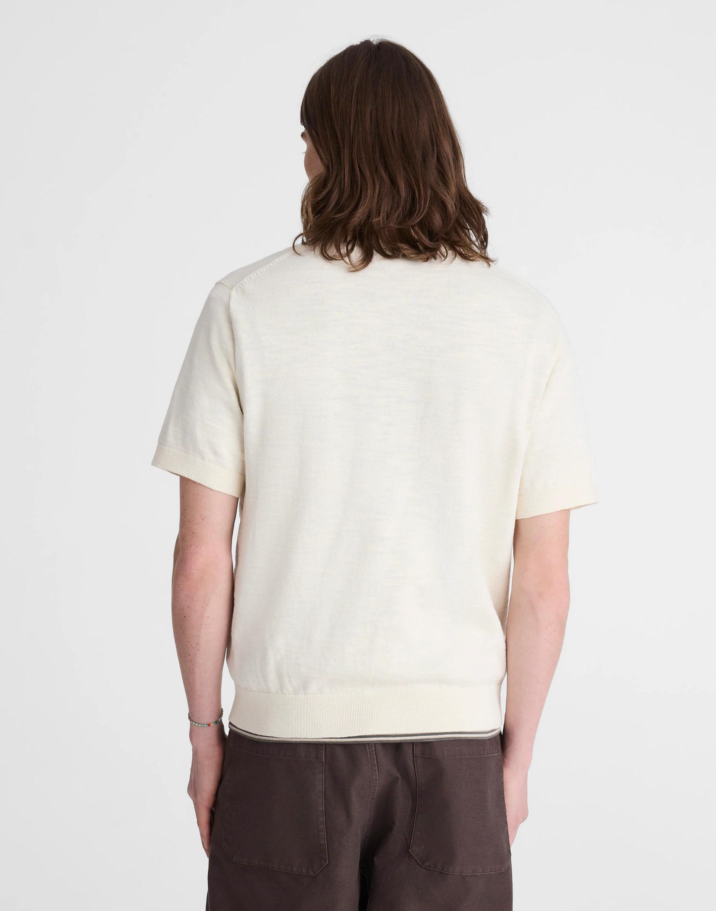 Madewell Johnny-Collar Sweater Polo in Slub Knit Cotton