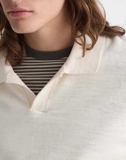 Madewell Johnny-Collar Sweater Polo in Slub Knit Cotton