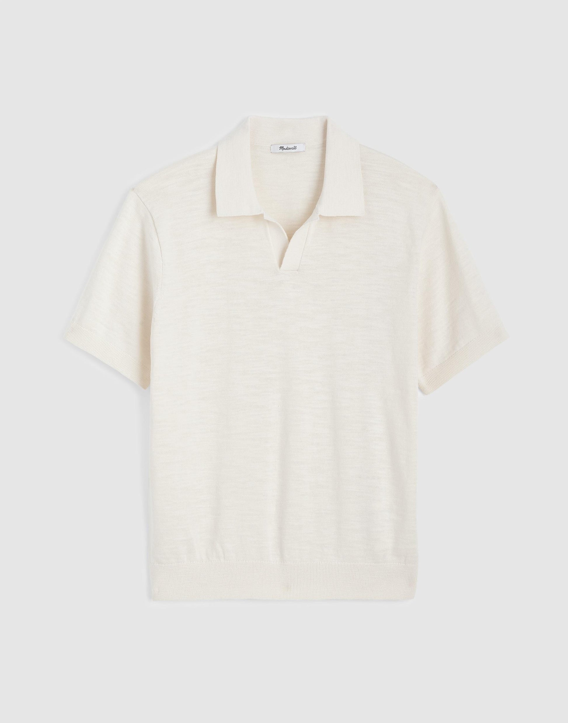 Madewell Johnny-Collar Sweater Polo in Slub Knit Cotton
