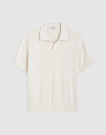 Madewell Johnny-Collar Sweater Polo in Slub Knit Cotton