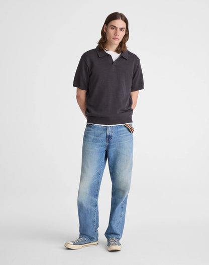 Madewell Johnny-Collar Sweater Polo in Slub Knit Cotton