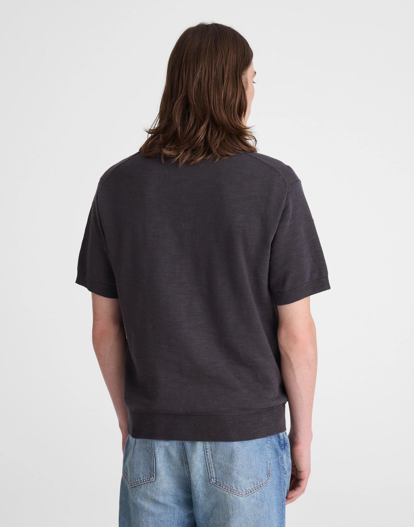 Madewell Johnny-Collar Sweater Polo in Slub Knit Cotton