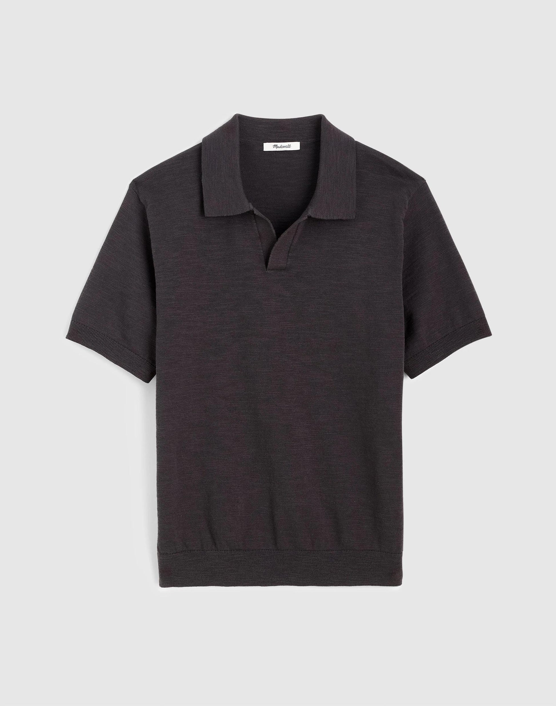 Madewell Johnny-Collar Sweater Polo in Slub Knit Cotton